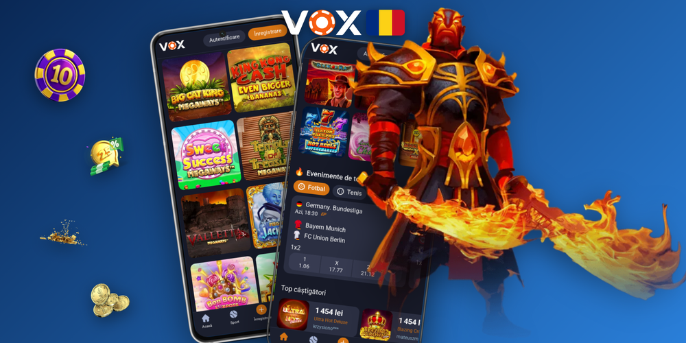 VOX Casino pe Android și iOS: lobby sloturi, blackjack live și pariuri sportive