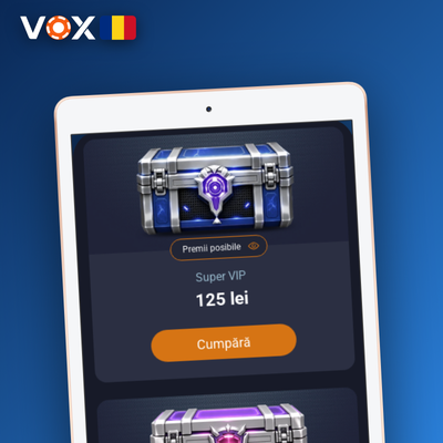 VOX Casino app cu pictograme de portofele, carduri și cripto pentru retrageri rapide
