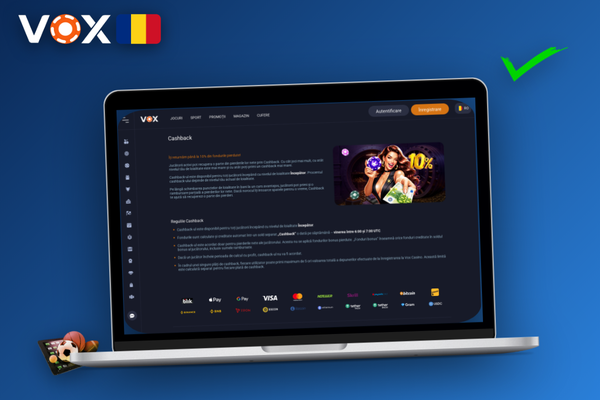 Scanare cod QR pe laptop pentru descărcarea aplicației VOX Casino pe telefon