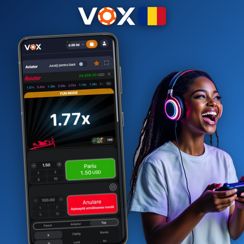 VOX Casino Aviator – joc crash Spribe cu avion stilizat pe curbă de multiplicator