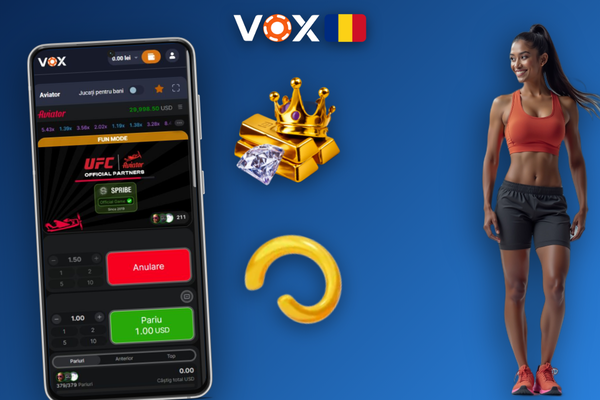 Funcția dual bet în Aviator la VOX Casino cu auto-cashout la 1.50x și 5.00x