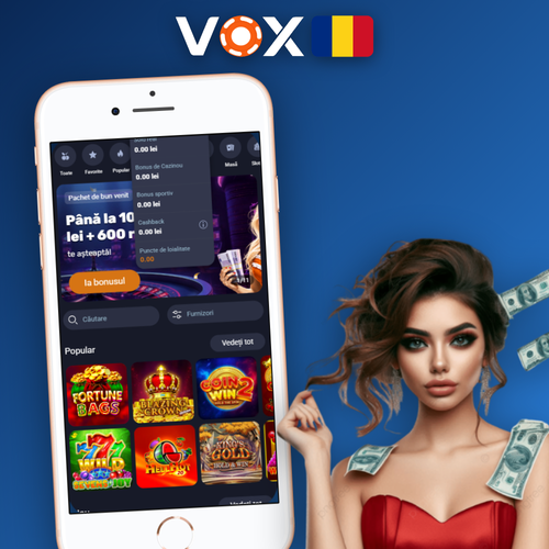 VOX Casino depunere bani cu card bancar, portofel electronic și criptomonede pe un fundal auriu