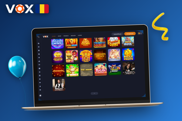 Formular de creare cont VOX Casino pe desktop cu câmpuri pentru e-mail și parolă