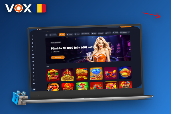 VOX Casino pe computer cu actualizare automată discretă în timp ce rulează sloturi
