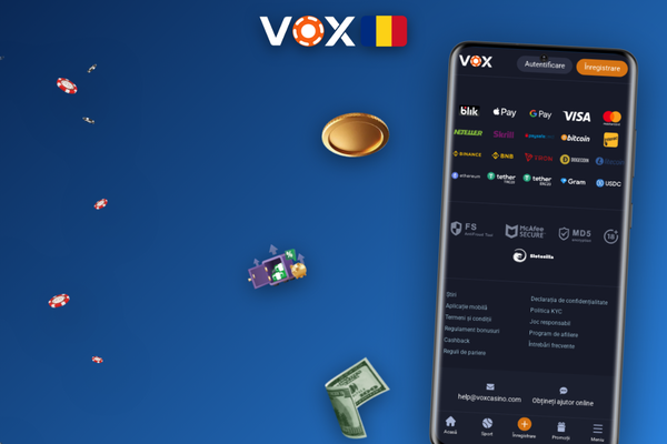 Cupon digital cu codul bonus VOX Casino VOXMAX77 și fise de cazinou premium